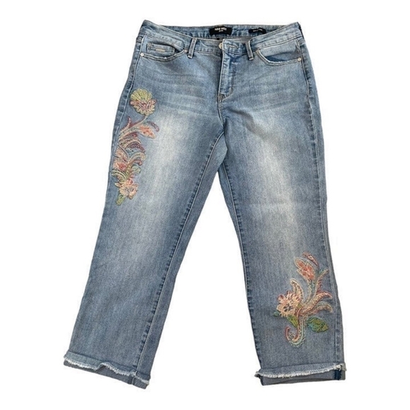 Women's Jeans Blue Light Wash Nine West Missy Senora Courant Jeans Capri Jeans - Picture 3 of 5